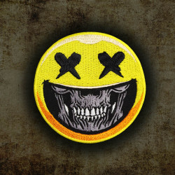 Halloween Skull Smile X-Augen Stickerei Klettverschluss / Bügelbild